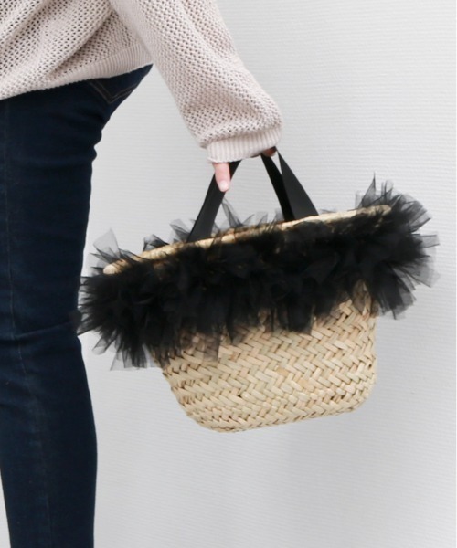 kakatoo（カカトゥ）の「カカトゥ kakatoo / チュールフリンジカゴバッグ（かごバッグ・レディース・グレー/ブラック/イエロー・FREE）」の20枚目の写真