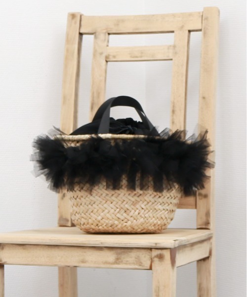 kakatoo（カカトゥ）の「カカトゥ kakatoo / チュールフリンジカゴバッグ（かごバッグ・レディース・グレー/ブラック/イエロー・FREE）」の21枚目の写真