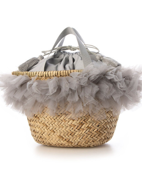 kakatoo（カカトゥ）の「カカトゥ kakatoo / チュールフリンジカゴバッグ（かごバッグ・レディース・グレー/ブラック/イエロー・FREE）」の22枚目の写真