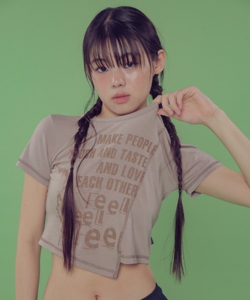 ☆NASTY FANCY CLUB☆BAY LEAF CROP COLLAR TEE カラー Tシャツ FANCY CLUB（ファンシークラブ）の「【NASTY FANCY CLUB