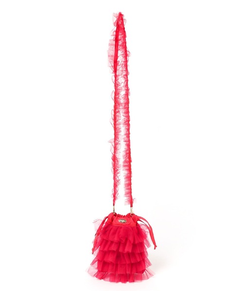 tiny tiny（ティニーティニー）の「チュールフリルチェーンショルダーバッグ[tiny tiny(ティニーティニー)]（ショルダーバッグ・レディース・ブラック/アイボリー/ピンク/グレー/レッド・0）」の5枚目の写真