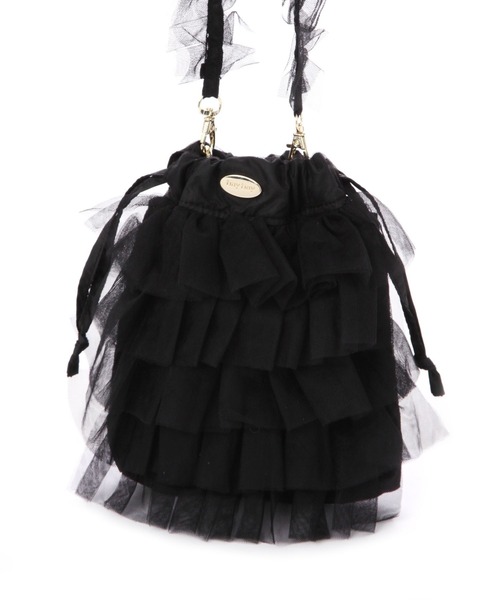 tiny tiny（ティニーティニー）の「チュールフリルチェーンショルダーバッグ[tiny tiny(ティニーティニー)]（ショルダーバッグ・レディース・ブラック/アイボリー/ピンク/グレー/レッド・0）」の8枚目の写真