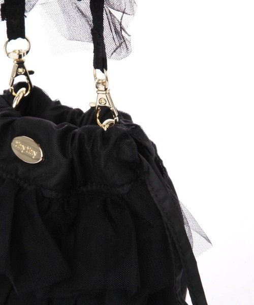 tiny tiny（ティニーティニー）の「チュールフリルチェーンショルダーバッグ[tiny tiny(ティニーティニー)]（ショルダーバッグ・レディース・ブラック/アイボリー/ピンク/グレー/レッド・0）」の11枚目の写真