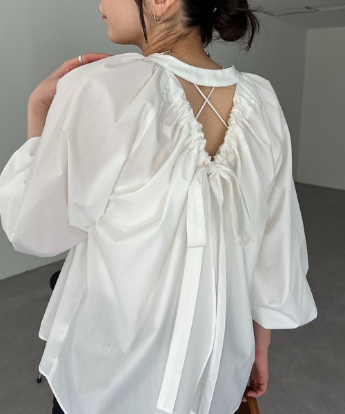 CAPRICIEUX LE'MAGE バルーンリボンブラウス ホワイト shio企画