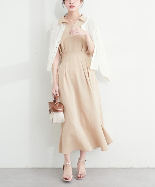 natural couture(ナチュラルクチュール)の「涼しげスキッパー衿お上品ワンピース(ワンピース・レディース・ブルー系その他/ブラック系その他/ブラック/ベージュ/サックスブルー/ピンク/グリーン/ブラウン/ボルドー・FREE)」の4枚目の写真