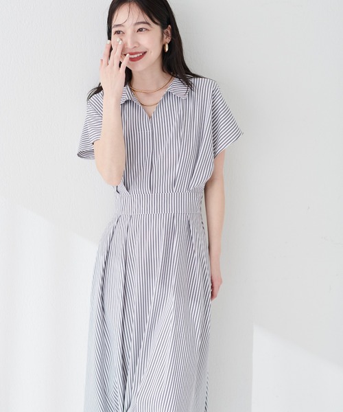 natural couture(ナチュラルクチュール)の「涼しげスキッパー衿お上品ワンピース(ワンピース・レディース・ブルー系その他/ブラック系その他/ブラック/ベージュ/サックスブルー/ピンク/グリーン/ブラウン/ボルドー・FREE)」の18枚目の写真