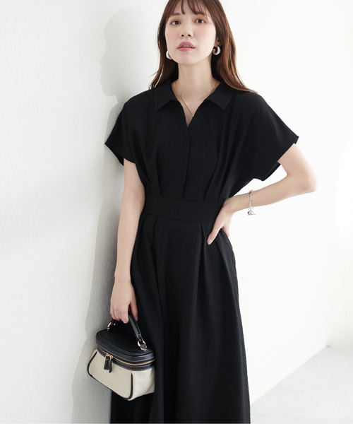 natural couture(ナチュラルクチュール)の「涼しげスキッパー衿お上品ワンピース(ワンピース・レディース・ブルー系その他/ブラック系その他/ブラック/ベージュ/サックスブルー/ピンク/グリーン/ブラウン/ボルドー・FREE)」の13枚目の写真