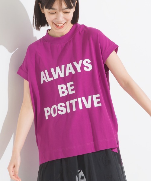 OMNES（オムネス）の「コットンベア天竺フレンチスリーブロゴTシャツ（Tシャツ/カットソー・レディース・ブルー系その他/モカ/ピンク/ライム/ホワイト系その他/ホワイト/ブラック系その他/ブラック・FREE）」の8枚目の写真