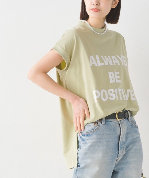 OMNES（オムネス）の「コットンベア天竺フレンチスリーブロゴTシャツ（Tシャツ/カットソー・レディース・ブルー系その他/モカ/ピンク/ライム/ホワイト系その他/ホワイト/ブラック系その他/ブラック・FREE）」の7枚目の写真