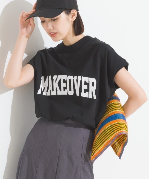 OMNES（オムネス）の「コットンベア天竺フレンチスリーブロゴTシャツ（Tシャツ/カットソー・レディース・ブルー系その他/モカ/ピンク/ライム/ホワイト系その他/ホワイト/ブラック系その他/ブラック・FREE）」の4枚目の写真