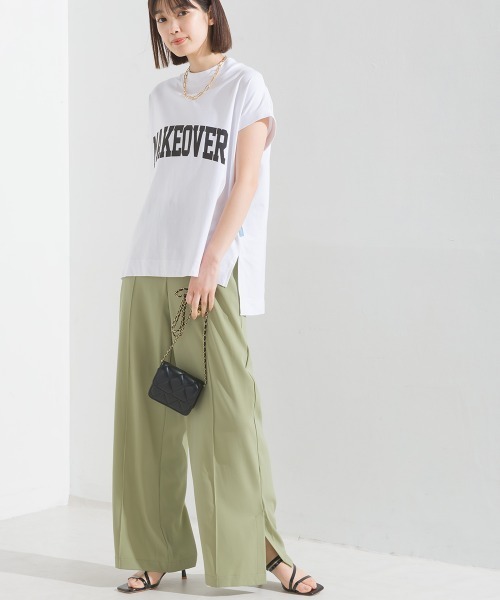 OMNES（オムネス）の「コットンベア天竺フレンチスリーブロゴTシャツ（Tシャツ/カットソー・レディース・ブルー系その他/モカ/ピンク/ライム/ホワイト系その他/ホワイト/ブラック系その他/ブラック・FREE）」の10枚目の写真