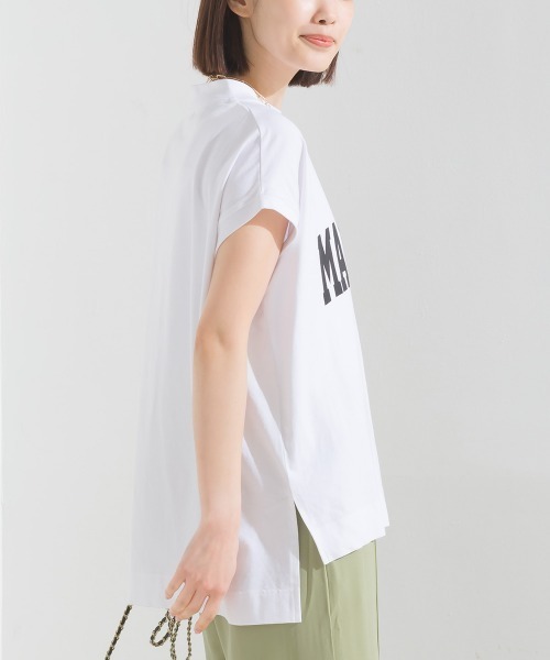 OMNES（オムネス）の「コットンベア天竺フレンチスリーブロゴTシャツ（Tシャツ/カットソー・レディース・ブルー系その他/モカ/ピンク/ライム/ホワイト系その他/ホワイト/ブラック系その他/ブラック・FREE）」の11枚目の写真