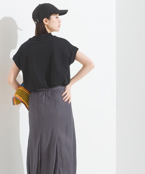 OMNES（オムネス）の「コットンベア天竺フレンチスリーブロゴTシャツ（Tシャツ/カットソー・レディース・ブルー系その他/モカ/ピンク/ライム/ホワイト系その他/ホワイト/ブラック系その他/ブラック・FREE）」の16枚目の写真