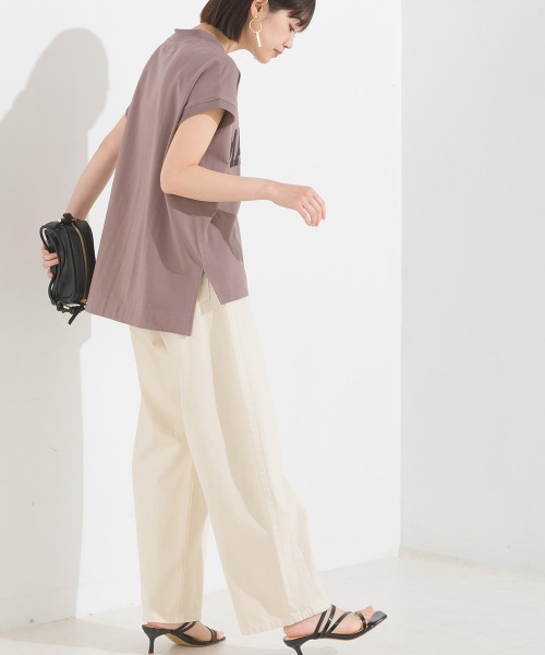 OMNES（オムネス）の「コットンベア天竺フレンチスリーブロゴTシャツ（Tシャツ/カットソー・レディース・ブルー系その他/モカ/ピンク/ライム/ホワイト系その他/ホワイト/ブラック系その他/ブラック・FREE）」の20枚目の写真