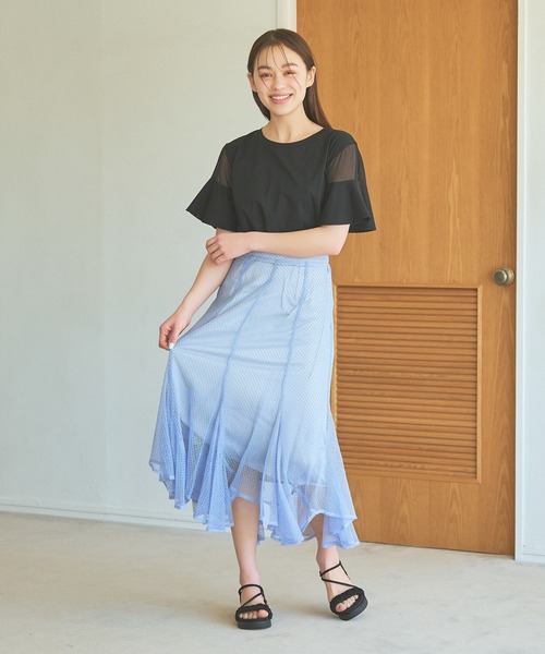 mysty woman(ミスティウーマン)の「メッシュエスカルゴスカート 124761(スカート・レディース・ブラック/ブルー/アイボリー・FREE)」の11枚目の写真