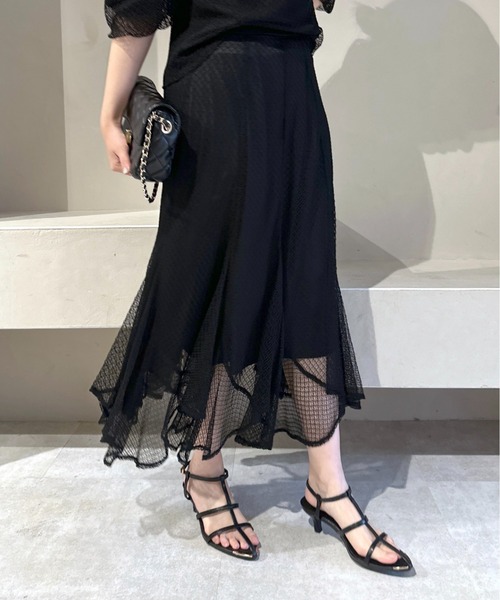 mysty woman(ミスティウーマン)の「メッシュエスカルゴスカート 124761(スカート・レディース・ブラック/ブルー/アイボリー・FREE)」の10枚目の写真