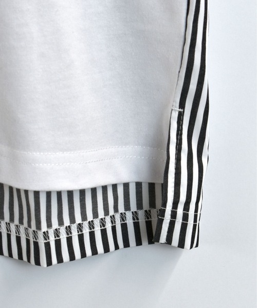 Starting Over(スターティングオーバー)の「striped shirt switching T-shirt/ストライプ 切り替え クルーネック半袖Tシャツ(Tシャツ/カットソー・メンズ・ブラック/ホワイト・M/L/XL)」の8枚目の写真
