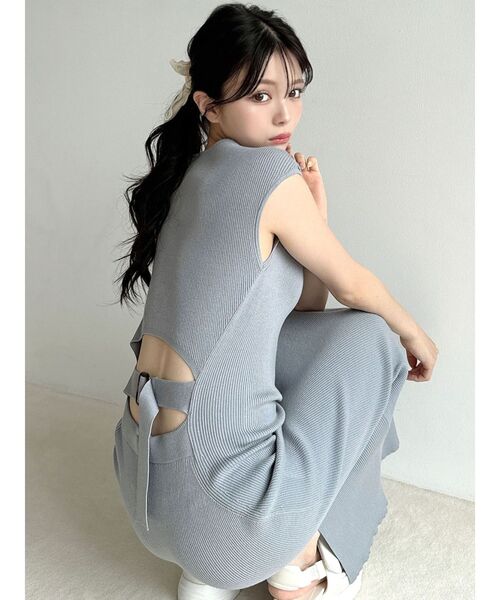 RESEXXY（リゼクシー）の「バックオープンニットワンピース【セットアップ着用可能】（ワンピース・レディース・ブラック/レッド/その他1/ブルー・FREE）」の9枚目の写真