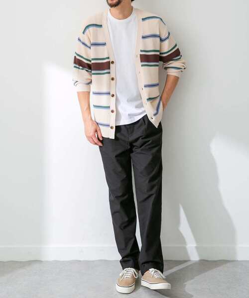 URBAN RESEARCH Sonny Label（アーバンリサーチサニーレーベル）の「マルチボーダーニットカーディガン（カーディガン/ボレロ・メンズ・ネイビー/イエロー/オフホワイト・MEDIUM/LARGE）」の7枚目の写真