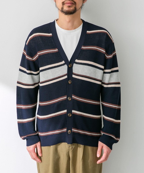 URBAN RESEARCH Sonny Label（アーバンリサーチサニーレーベル）の「マルチボーダーニットカーディガン（カーディガン/ボレロ・メンズ・ネイビー/イエロー/オフホワイト・MEDIUM/LARGE）」の21枚目の写真