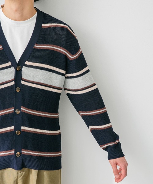 URBAN RESEARCH Sonny Label（アーバンリサーチサニーレーベル）の「マルチボーダーニットカーディガン（カーディガン/ボレロ・メンズ・ネイビー/イエロー/オフホワイト・MEDIUM/LARGE）」の22枚目の写真