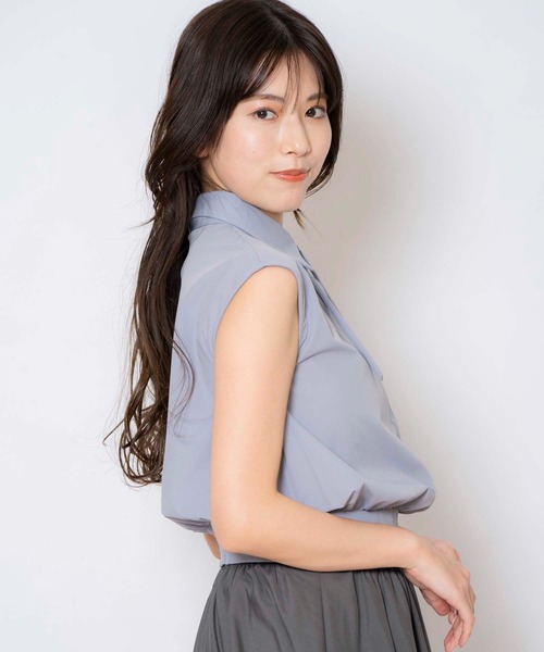 NOELA(ノエラ)の「リボンクロップドブラウス(シャツ/ブラウス・レディース・ネイビー/ベージュ/サックスブルー/オフホワイト・フリー)」の10枚目の写真
