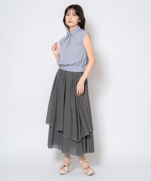 NOELA(ノエラ)の「リボンクロップドブラウス(シャツ/ブラウス・レディース・ネイビー/ベージュ/サックスブルー/オフホワイト・フリー)」の5枚目の写真