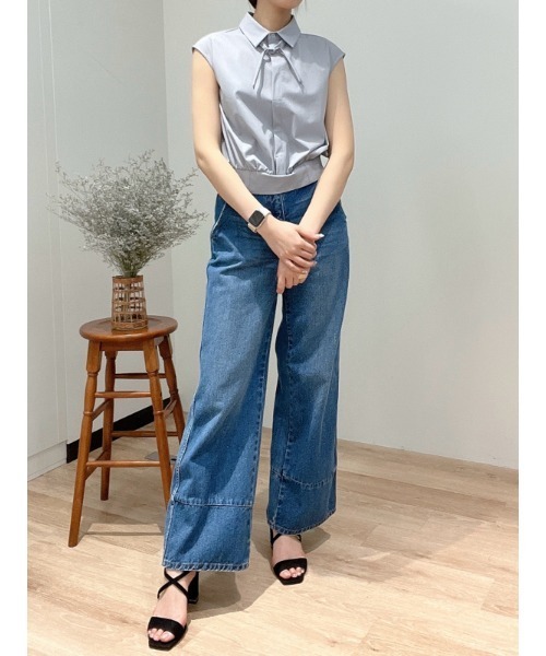 NOELA(ノエラ)の「リボンクロップドブラウス(シャツ/ブラウス・レディース・ネイビー/ベージュ/サックスブルー/オフホワイト・フリー)」の19枚目の写真