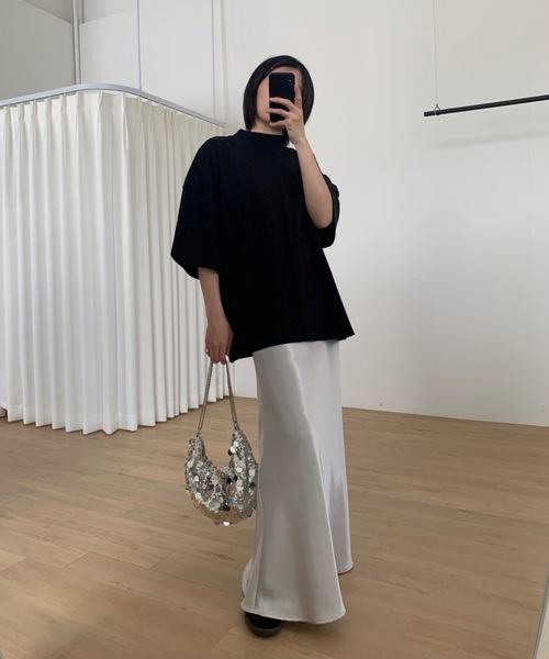 Didot.showroom(ディドット ショールーム)の「【DIDOT.】《 UNISEX 》フルオーバーボトルネックシルケットT(Tシャツ/カットソー・レディース・ブラック/グレー/ホワイト/ベージュ・FREE)」の8枚目の写真