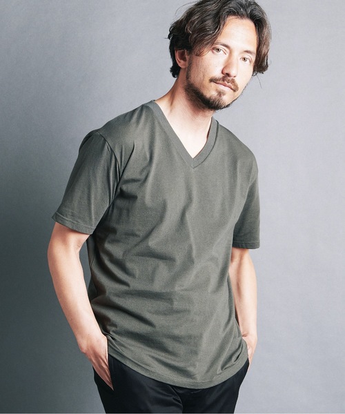 Magine（マージン）の「CTN BASIC V/N TEE S/S:コットン ベーシック　 Vネック 半袖 Tシャツ（Tシャツ/カットソー・メンズ・ホワイト/オリーブ/ブラック/ネイビー・44/48/46）」の3枚目の写真