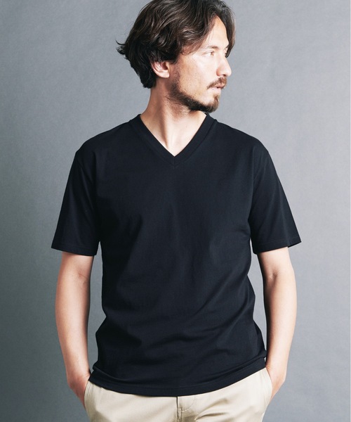 Magine（マージン）の「CTN BASIC V/N TEE S/S:コットン ベーシック　 Vネック 半袖 Tシャツ（Tシャツ/カットソー・メンズ・ホワイト/オリーブ/ブラック/ネイビー・44/48/46）」の2枚目の写真