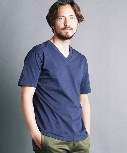 Magine（マージン）の「CTN BASIC V/N TEE S/S:コットン ベーシック　 Vネック 半袖 Tシャツ（Tシャツ/カットソー・メンズ・ホワイト/オリーブ/ブラック/ネイビー・44/48/46）」の9枚目の写真