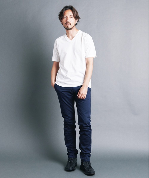 Magine（マージン）の「CTN BASIC V/N TEE S/S:コットン ベーシック　 Vネック 半袖 Tシャツ（Tシャツ/カットソー・メンズ・ホワイト/オリーブ/ブラック/ネイビー・44/48/46）」の16枚目の写真