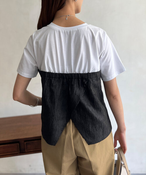 Chez toi（シェトワ）の「ビスチェドッキングTシャツ（Tシャツ/カットソー・レディース・ブラック/ベージュ/グリーン・FREE）」の12枚目の写真