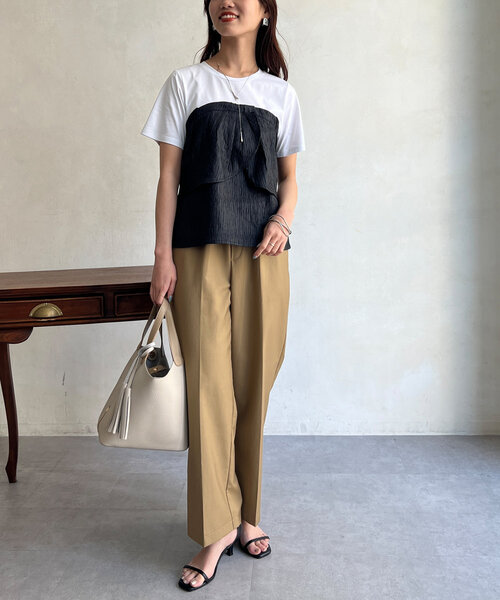 Chez toi（シェトワ）の「ビスチェドッキングTシャツ（Tシャツ/カットソー・レディース・ブラック/ベージュ/グリーン・FREE）」の13枚目の写真