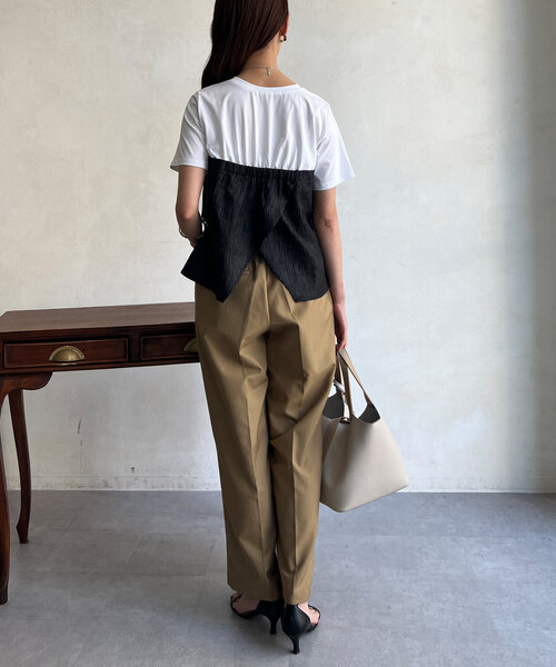 Chez toi（シェトワ）の「ビスチェドッキングTシャツ（Tシャツ/カットソー・レディース・ブラック/ベージュ/グリーン・FREE）」の15枚目の写真