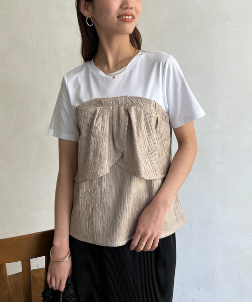 Chez toi（シェトワ）の「ビスチェドッキングTシャツ（Tシャツ/カットソー・レディース・ブラック/ベージュ/グリーン・FREE）」の16枚目の写真
