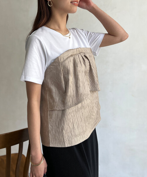 Chez toi（シェトワ）の「ビスチェドッキングTシャツ（Tシャツ/カットソー・レディース・ブラック/ベージュ/グリーン・FREE）」の17枚目の写真