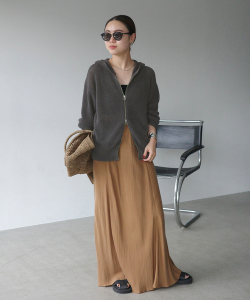 AP STUDIO(エーピーストゥディオ)の「ギマコットンフーディ―(パーカー・レディース・チャコールグレー/ブラウン/ライトグレー・FREE)」の19枚目の写真