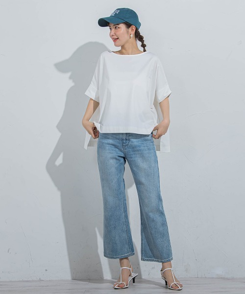VICKY(ビッキー)の「【着回し抜群】オーバーサイズTシャツ≪洗濯機で洗える≫(Tシャツ/カットソー・レディース・ブラック/ホワイト・M)」の4枚目の写真