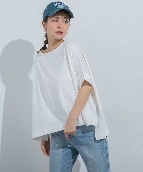 VICKY(ビッキー)の「【着回し抜群】オーバーサイズTシャツ≪洗濯機で洗える≫(Tシャツ/カットソー・レディース・ブラック/ホワイト・M)」の6枚目の写真