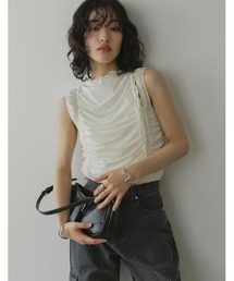 [2024 SUMMER COLLECTION]サイドリボンギャザーチュールトップス