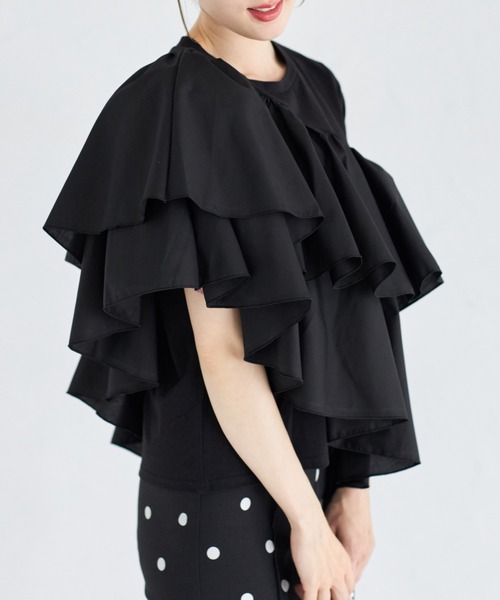tocco closet(トッコ クローゼット)の「ブロードフリルアシメントリープルオーバー(Tシャツ/カットソー・レディース・ブラック/オフホワイト・M)」の14枚目の写真