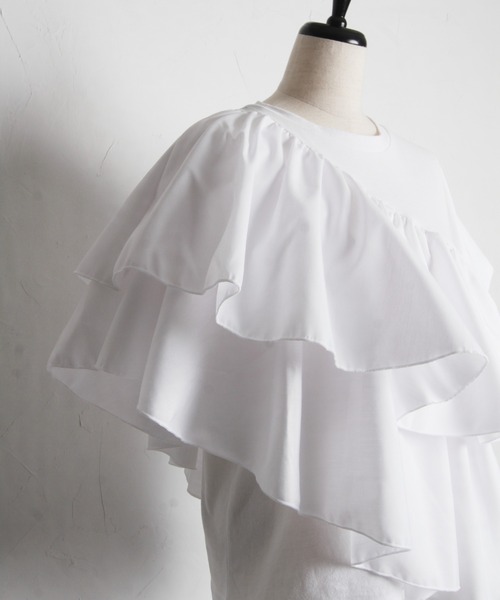 tocco closet(トッコ クローゼット)の「ブロードフリルアシメントリープルオーバー(Tシャツ/カットソー・レディース・ブラック/オフホワイト・M)」の21枚目の写真