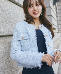 ゴールド釦フリンジミックスツイードジャケット