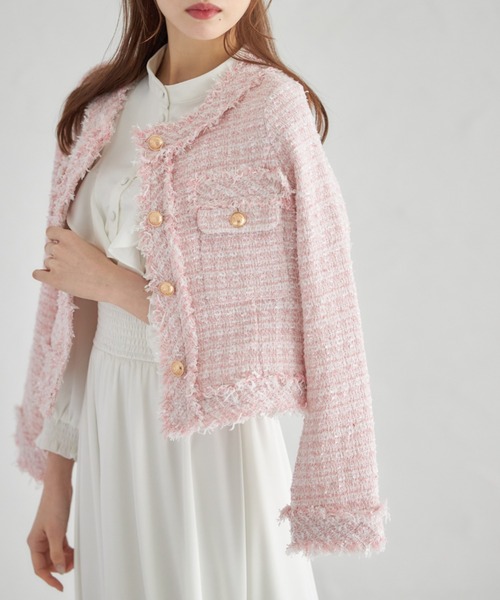 ドルチェアンドガッバーナ　ノーカラージャケット　レース　ピンク ピンク系 Dolce & Gabbana(ドルチェ&ガッバーナ) ジャケット