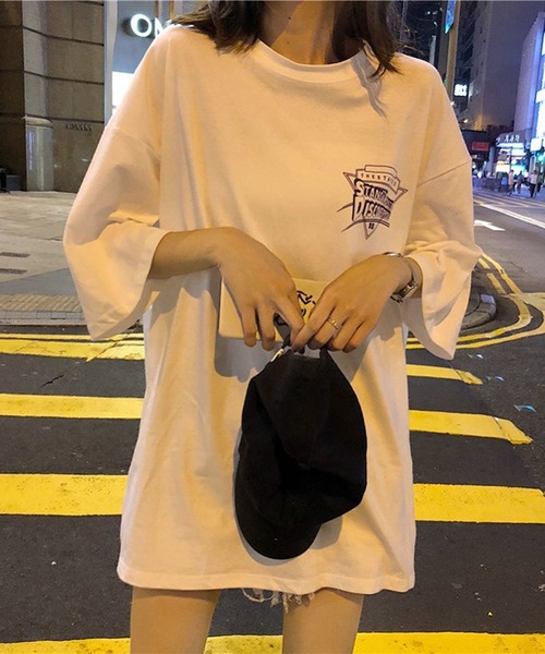 Teem Store(チームストア)の「オーバーシルエット BIGロゴプリント Tシャツ(Tシャツ/カットソー・レディース・ホワイト/ブラック・M/XL/L)」の11枚目の写真