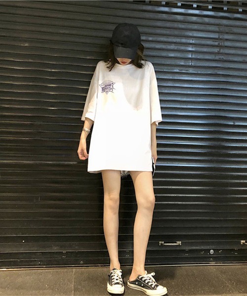 Teem Store(チームストア)の「オーバーシルエット BIGロゴプリント Tシャツ(Tシャツ/カットソー・レディース・ホワイト/ブラック・M/XL/L)」の8枚目の写真