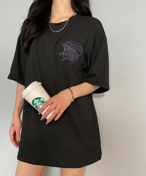 Teem Store(チームストア)の「オーバーシルエット BIGロゴプリント Tシャツ(Tシャツ/カットソー・レディース・ホワイト/ブラック・M/XL/L)」の4枚目の写真