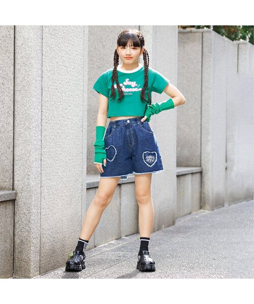 セール】ハートクラッシュデニムショーパン（デニムパンツ）｜algy